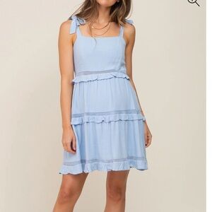 Pinkblush Light Blue Tiered Mini Dress Women’s Large